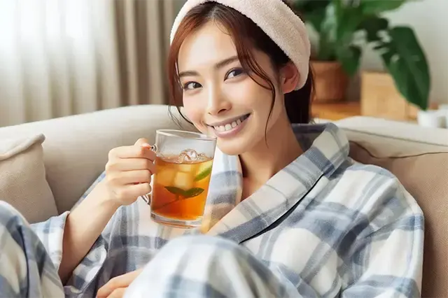 磁気ネックレスおすすめシチュエーション／入浴後のリラックスタイムに