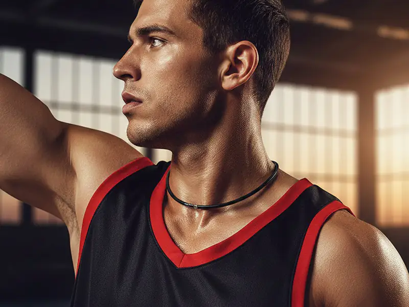 磁気ネックレスを装着するプロスポーツ選手
