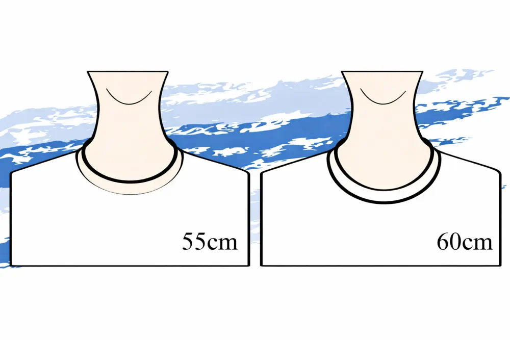 磁気ネックレスの長さと装着したイメージ〈男性・55～60cm〉